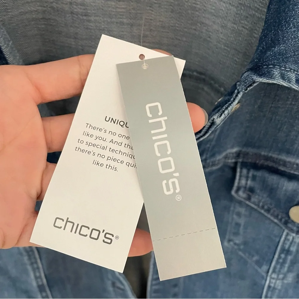 🆕CHICO’S 💙Tie Dye Comfy Denim Jacket - Picture 16 of 16